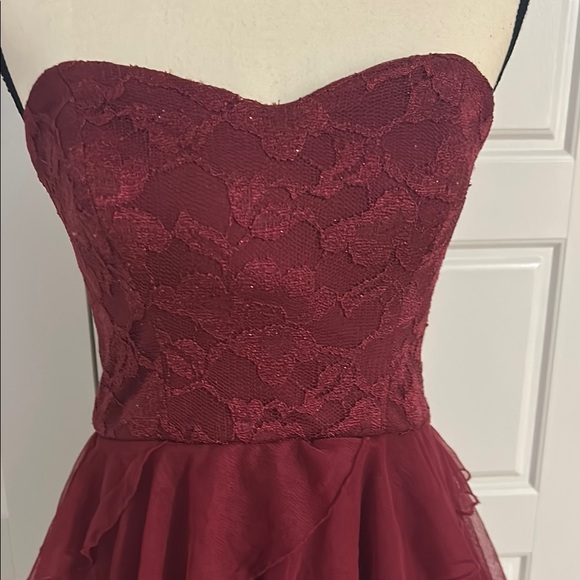 Love Reign Vintage Y2K Strapless Prom Dress Sweetheart Neckline Lace Ruffle - Picture 2 of 10